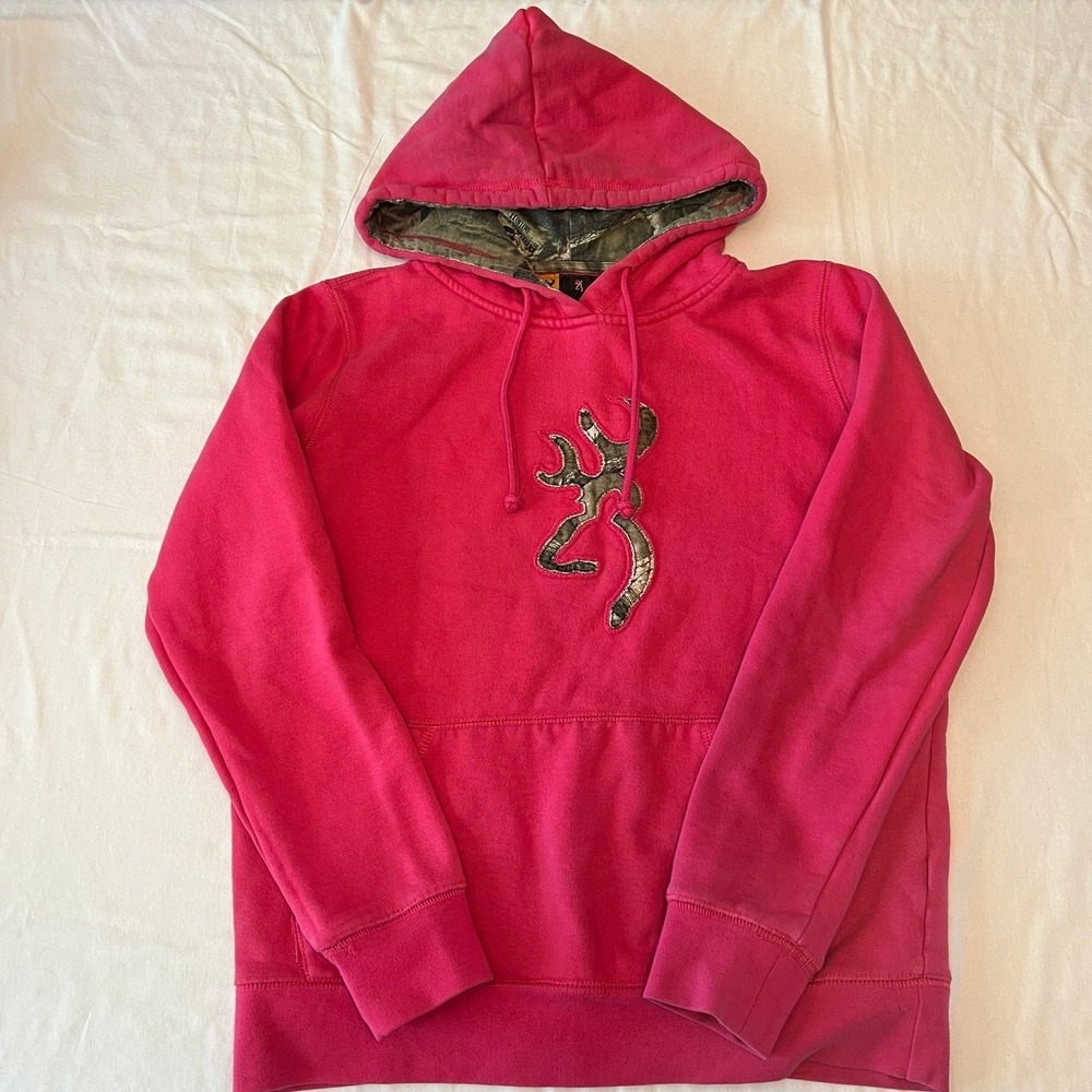 Browning Pink Hoodie with Camo Logo Womens medium (2627)